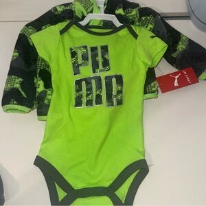 Puma Neon Green Kids Bodysuit Set 6-9M